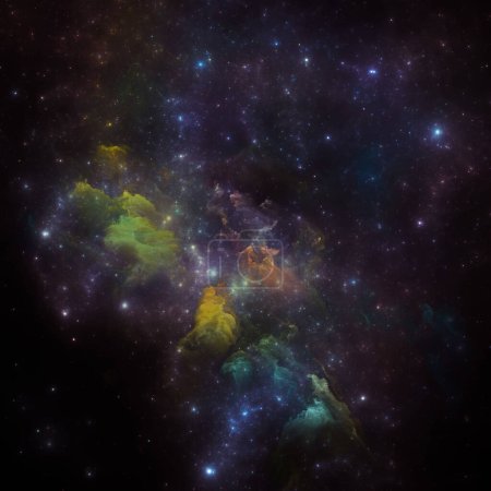 Dream Nebulas series. Diseño de fondo de nebulosas pintadas y estrellas fractales sobre el tema de la ciencia, el arte, la fantasía y el diseño gráfico.