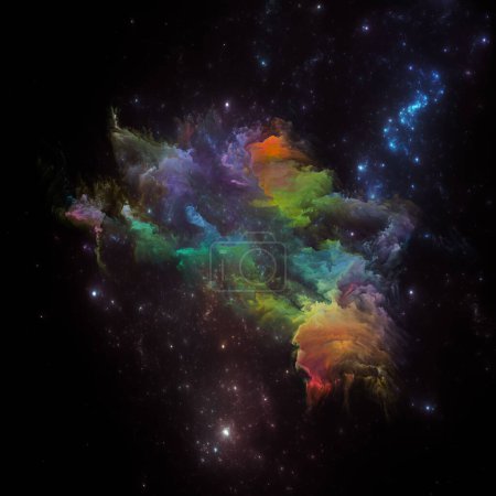 Traumnebel-Serie. Hintergrund gemalter Nebel und fraktaler Sterne zum Thema wissenschaftliche Illustration, Fantasie, Kunst und Design.