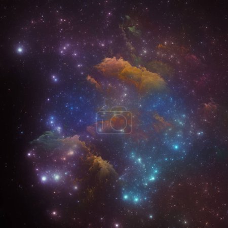 Dream Nebulas series. Abstracción artística de estrellas fractales y nebulosa pintada sobre el tema de la ilustración científica, imaginación, arte y diseño.