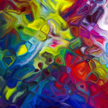 Quilted Canvas Serie. Zusammensetzung von farbintegrierten Fragmenten zum Thema digitale Kunst, Farbwahrnehmung, Einheit, Integration und Design.
