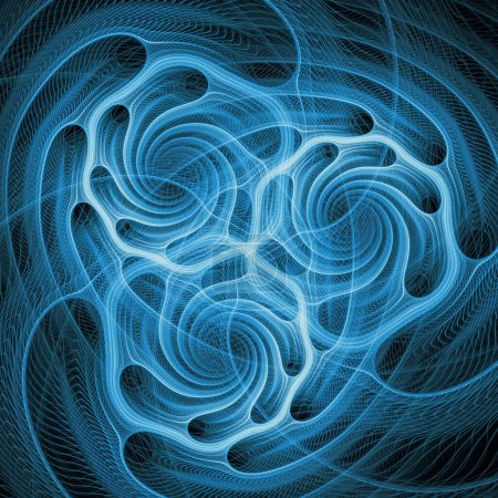 Foto de Serie Turbulencia Espacial. Antecedentes composición del patrón de ondas de frecuencia oscilantes sobre el tema de la ciencia popular, la educación y la investigación. - Imagen libre de derechos