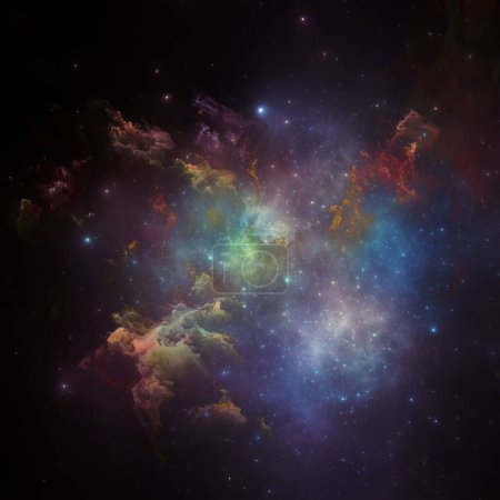 Foto de Dream Nebulas series. Diseño de fondo de nebulosas pintadas y estrellas fractales sobre el tema de la ciencia, el arte, la fantasía y el diseño gráfico. - Imagen libre de derechos