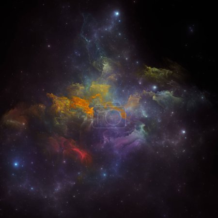 Photo for Dream Nebulas series. Composition of fractal stars and painted nebula on the subject of science, art, fantasy and graphic design. - Royalty Free Image