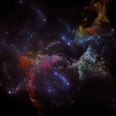 Photo for Dream Nebulas series. Background composition of painted nebula and fractal stars on the subject of science, art, fantasy and graphic design. - Royalty Free Image