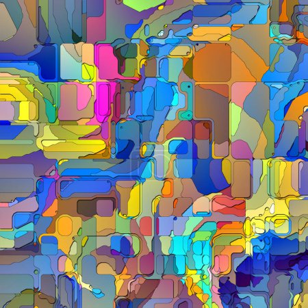 Pixel série Artifact. Image d'une région d'intérêt surdimensionnée et stylisée sur le thème de l'art numérique, de la perception des couleurs, de l'imagination et de la créativité.