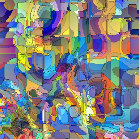 Spectral Mistake series. Diseño de telón de fondo de la región del artefacto de imagen ampliada y coloreada de interés sobre el tema de la ilustración abstracta, post-medernismo, caos y diseño.