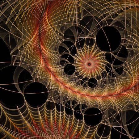 Foto de Quantum Dynamics series. Composición del patrón de ondas de frecuencia oscilantes sobre el tema de la ciencia popular, la educación y la investigación. - Imagen libre de derechos