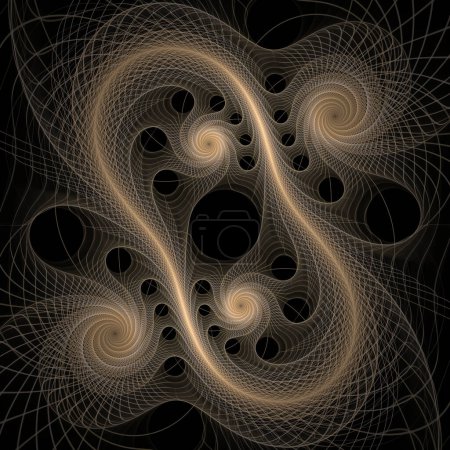 Foto de Quantum Dynamics series. disposición creativa de remolino, torsión, patrón de onda de interacción sobre el tema de la ciencia moderna y la investigación. - Imagen libre de derechos