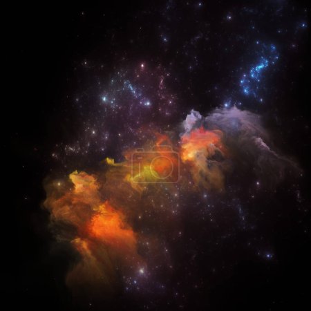 Photo for Dream Nebulas series. Arrangement of fractal stars and painted nebula on the subject of science, art, fantasy and graphic design. - Royalty Free Image