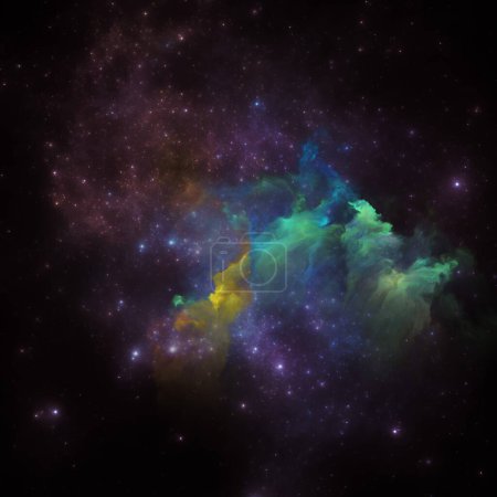 Foto de Dream Nebulas series. Fondo de nebulosa pintada y estrellas fractales sobre el tema de la ilustración científica, imaginación, arte y diseño. - Imagen libre de derechos