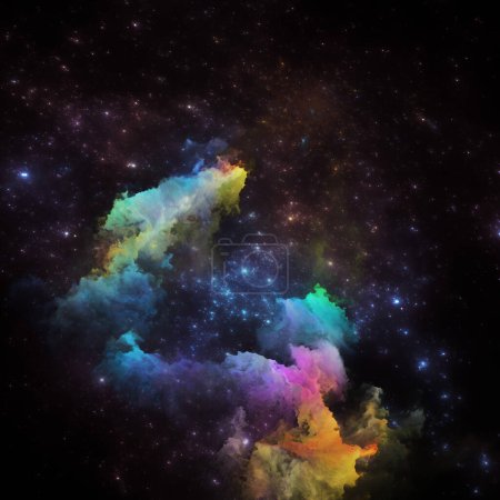 Traumnebel-Serie. Hintergrund aus fraktalen Sternen und gemalten Nebeln zum Thema wissenschaftliche Illustration, Fantasie, Kunst und Design.