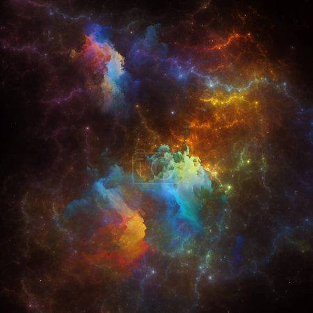 Traumnebel-Serie. Abstrakter Hintergrund aus fraktalen Sternen und gemalten Nebeln zum Thema Wissenschaft, Kunst, Fantasie und Grafikdesign.