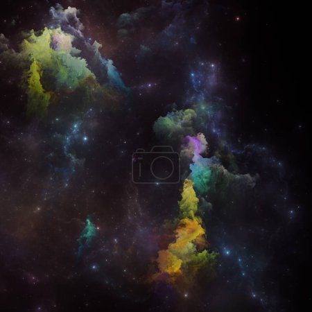 Dream Nebulas series. Fondo de nebulosa pintada y estrellas fractales sobre el tema de la ciencia, arte, fantasía y diseño gráfico.