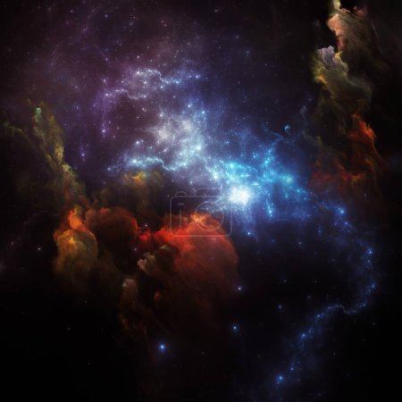 Photo for Dream Nebulas series. Artistic abstraction of fractal stars and painted nebula on the subject of scientific illustration, imagination, art and design. - Royalty Free Image