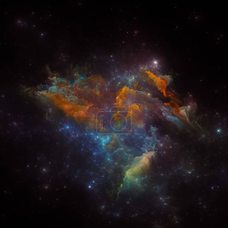 Photo for Dream Nebulas series. Artistic abstraction of fractal stars and painted nebula on the subject of scientific illustration, imagination, art and design. - Royalty Free Image