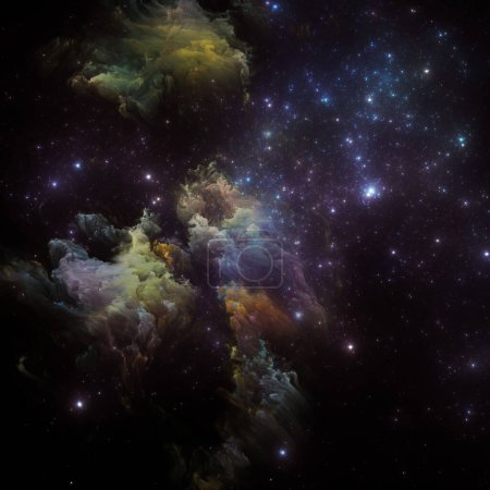 Photo for Dream Nebulas series. Composition of painted nebula and fractal stars on the subject of scientific illustration, imagination, art and design. - Royalty Free Image