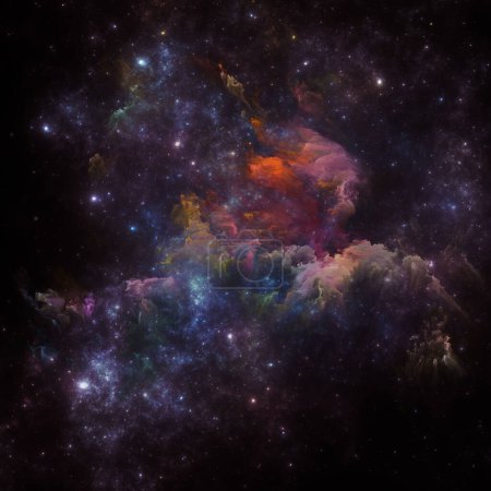Photo for Dream Nebulas series. Arrangement of fractal stars and painted nebula on the subject of scientific illustration, imagination, art and design. - Royalty Free Image