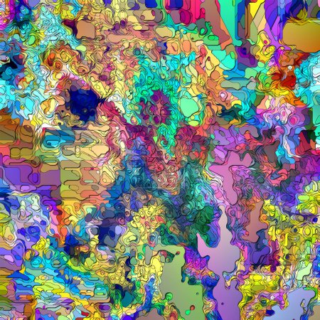 Kunst der sinnlosen Serie. Hintergrund des vergrößerten und kolorierten Pixelglitch-Bereichs von Interesse zum Thema abstrakte Illustration, Post-Medernism, Chaos und Design.