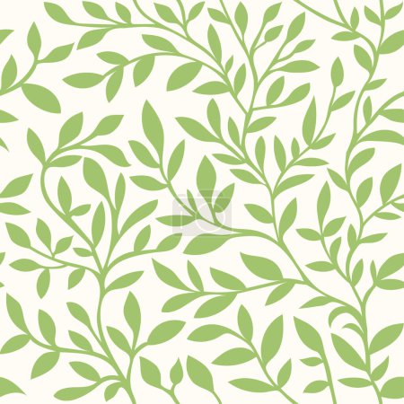 Téléchargez les illustrations : Seamless pattern of green leaves and branches...Abstract art background vector. - en licence libre de droit