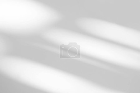 Abstract light reflection and grey shadow from window on white wall background. Gray shadow and sunshine diagonal geometric overlay effect for backdrop and mockup desig
