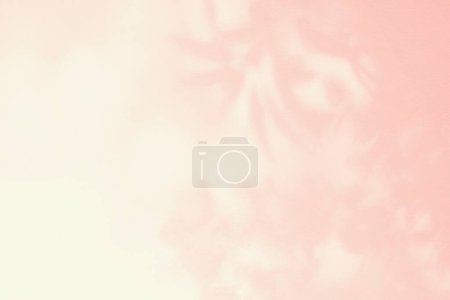 Photo for Leaf shadow and light on wall pink pastel background. Nature tropical leaves shadows tree branch and plant shade with sunlight sunshine on wall for wallpaper, shadow overlay effect foliage mocku - Royalty Free Image