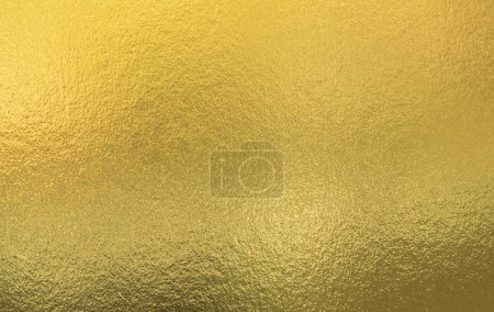 Gold Wand Textur Hintergrund. Gelb glänzende Goldfolie Farbe auf Wandblatt mit Glanz Lichtreflexion, lebendiges goldenes Papier Luxus-Tapete