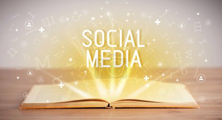 Photo for Open book with SOCIAL MEDIA inscription, social media concept - Royalty Free Image