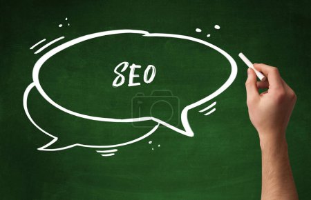 Photo for Hand drawing SEO abbreviation with white chalk on blackboard - Royalty Free Image