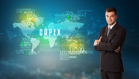Téléchargez les photos : Homme d'affaires devant une décision avec inscription CAPEX, concept d'entreprise - en image libre de droit