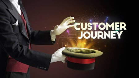 Photo for Illusionist is showing magic trick with CUSTOMER JOURNEY inscription, new business model concept - Royalty Free Image