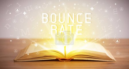 Photo for Open book with BOUNCE RATE inscription, social media concept - Royalty Free Image