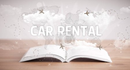 Photo for Open book with CAR RENTAL inscription, vacation concept - Royalty Free Image