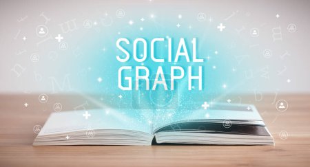 Photo for Open book with SOCIAL GRAPH inscription, social media concept - Royalty Free Image