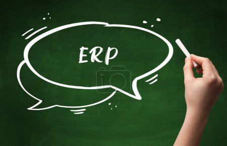 Photo for Hand drawing ERP abbreviation with white chalk on blackboard - Royalty Free Image
