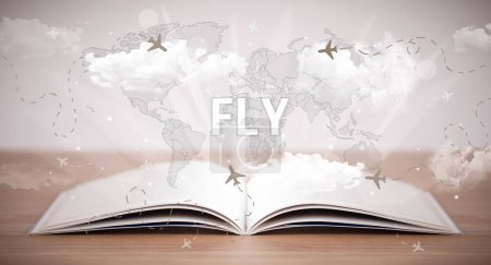 Photo for Open book with FLY inscription, vacation concept - Royalty Free Image
