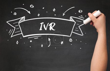 Photo for Hand drawing IVR abbreviation with white chalk on blackboard - Royalty Free Image