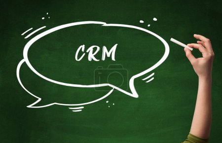 Photo for Hand drawing CRM abbreviation with white chalk on blackboard - Royalty Free Image