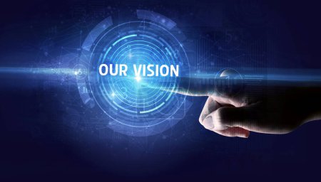 Photo for Hand touching OUR VISION button, modern business technology concept - Royalty Free Image