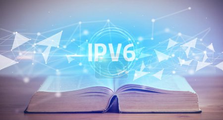 Photo for Open book with IPV6 abbreviation, modern technology concept - Royalty Free Image