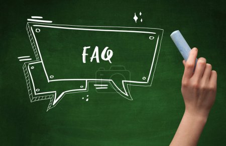 Photo for Hand drawing FAQ abbreviation with white chalk on blackboard - Royalty Free Image