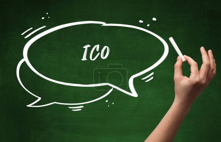 Photo for Hand drawing ICO abbreviation with white chalk on blackboard - Royalty Free Image