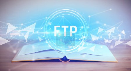 Photo for Open book with FTP abbreviation, modern technology concept - Royalty Free Image