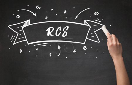 Photo for Hand drawing RCS abbreviation with white chalk on blackboard - Royalty Free Image