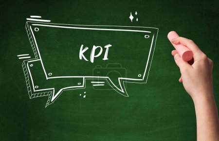 Photo for Hand drawing KPI abbreviation with white chalk on blackboard - Royalty Free Image