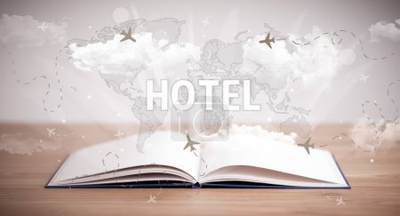 Photo for Open book with HOTEL inscription, vacation concept - Royalty Free Image