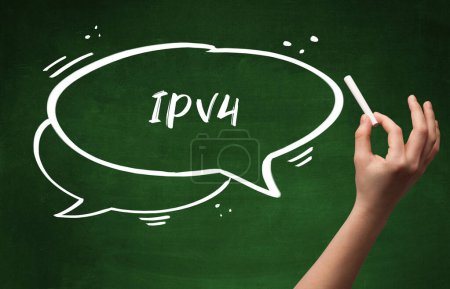 Photo for Hand drawing IPV4 abbreviation with white chalk on blackboard - Royalty Free Image