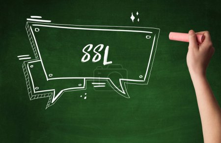 Photo for Hand drawing SSL abbreviation with white chalk on blackboard - Royalty Free Image