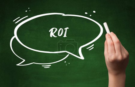 Photo for Hand drawing ROI abbreviation with white chalk on blackboard - Royalty Free Image