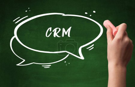 Photo for Hand drawing CRM abbreviation with white chalk on blackboard - Royalty Free Image