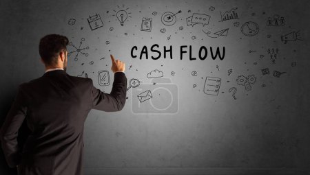 Photo for Businessman drawing a creative idea sketch with CASH FLOW inscription, business strategy concept - Royalty Free Image